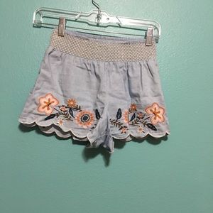 Aeropostale flower embroidered chambray shorts